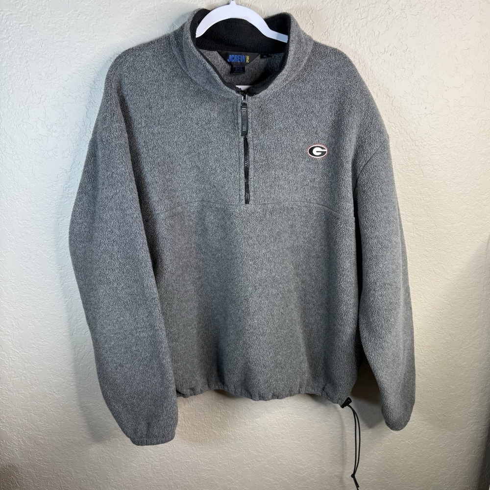 J Crew Sport Grey Fleece Pullover Collegiate Georgia Bulldogs Logo USA XL